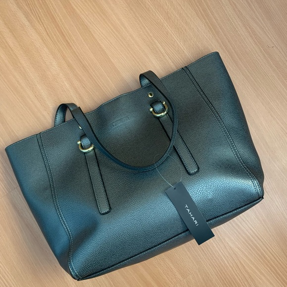 25% off of listed price. NWT Tahari Purse. Grey w/gold zipper & Snaps. Reposhed - Picture 2 of 11